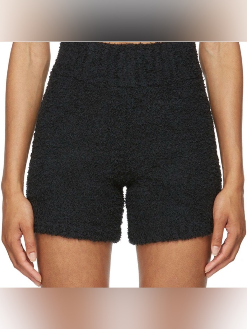 NWT Skims Onyx Black Fuzzy Lounge Shorts Size S/M